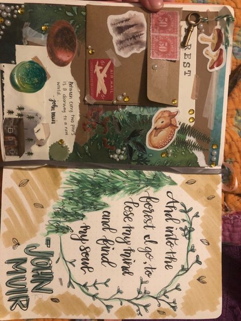 #bulletjournal Trekking Journal, Forest Journal Page, Hiking Journal, Cottagecore Bullet Journal, Forest Journal, Forest Theme, John Muir, Journal Inspo, Journal Page