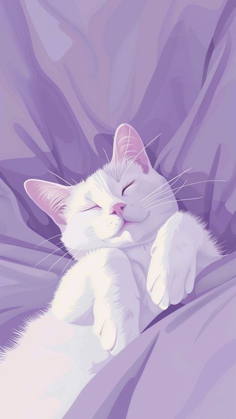 Kitten Background Wallpapers, Purple Cat Wallpaper, Phone Wallpaper Purple, Gatos Cool, Cat Phone Wallpaper, Kitten Wallpaper, Wallpaper Purple, Cat Phone, Peace Illustration