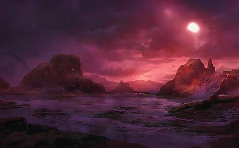 Sci Fi Planet Landscape, Alien Planet Aesthetic, Alien Worlds Landscape, Alien Planet Landscapes, Alien Planet Concept Art, Alien Planet Art, Void Termina, Alien Ocean, Fantasy Planets