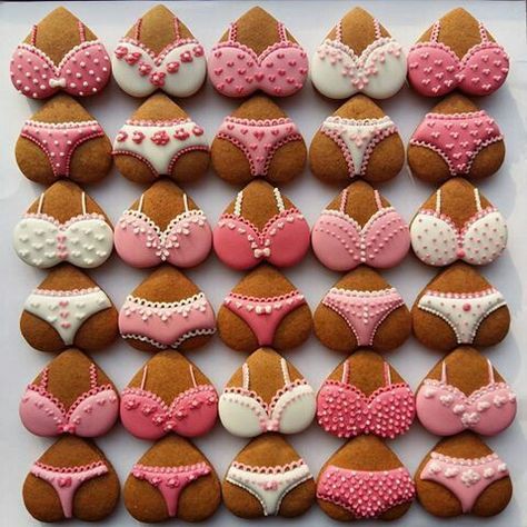 Bachelor Party Cookies, Bachelorette Desserts, Lingerie Cookies, Royal Iced Cookies, Diy Basket, Cookies Decorated, Valentine Cookies, Iced Cookies, Cut Out Cookies