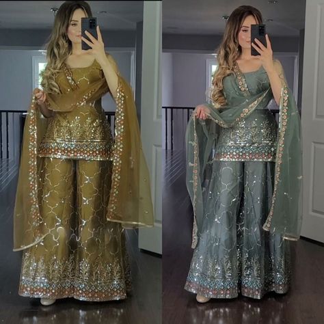 Explore a stunning collection of Pakistani and Indian designer wedding outfits perfect for parties! Made from heavy faux georgette, these salwar kameez and lengha sets are a must-have for women. Embrace elegance and style! 👗✨ #WeddingWear #DesignerOutfits #PartyAttire #BollywoodFashion #WomenFashion  #eBay #eBayShop #eBaySeller #SalwarKameez #Aspershowninimage #India #Women #Unbranded Garara Suit Indian Weddings, Blue Sharara, Suit Punjabi, Baby Superhero, Full Sleeve Top, Kurta Sharara, Dresses Traditional, Costume Noir, Suits Dress