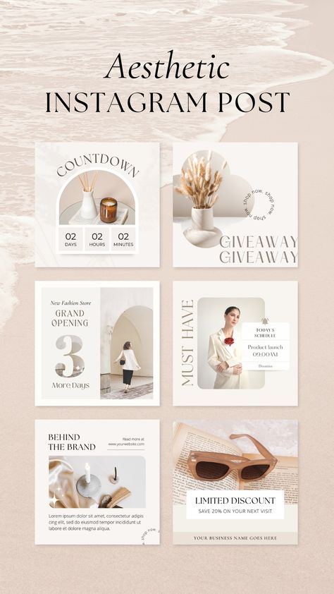 Looking for templates to create beautiful and cohesive Instagram posts? This Instagram template bundle is perfect for you!
#instagramtemplate #instagramtemplatedesign #aestheticcandles #canvatemplates #instagrampost #instagrampostideas #socialmeida #marketing #Instagramfeed #browninstagramfeed #brownaesthetic #aesthetic #aesthetictemplate Instagram Ad Template, Social Media Posts Design Ideas, Beauty And Wellness Aesthetic, Instagram Feed Layout Aesthetic, Beauty Spa Design, Launch Instagram Post, Aesthetic Ads, Instagram Template Aesthetic, Instagram Posts Design