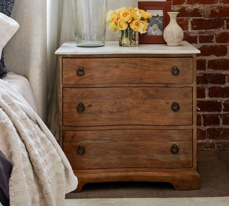 Night Stands Bedroom, Marble Nightstand, Hide Cords, Matching Nightstands, Miss Match, Orange Wood, Wood Marble, Bedroom Bedside Table, Mirrored Nightstand