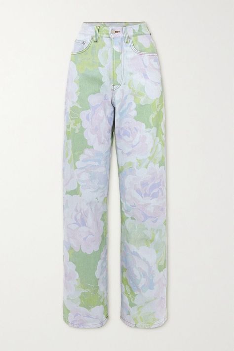 Chaotic Clothes, Dries Van Noten 2023, 2023 Ss, Pastel Print, Floral Jeans, Jeans Wide, Light Spring, Jeans Diy, Floral Outfit