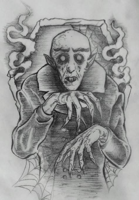 Dark Vampire Tattoo, Wolfman Tattoos, Dracula Tattoo Vampires, Dracula Minimalist Tattoo, Dracula Inspired Tattoo, Nosferatu Tattoo, Nosferatu Drawing, Vampire Drawing, Dracula Sketch