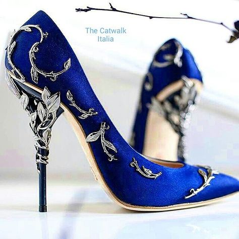 @ralphandrusso high heels                                                                                                                                                                                 More Luxury Blue Heels For Galas, Luxury Fitted Blue Heels, Luxury Blue High Heel Wedding Shoes, Luxury Blue Evening Heels, Blue High Heel Wedding Shoes With 4-inch Heel, Hak Tinggi, Blue High Heels, Prom Heels, Satin Pumps