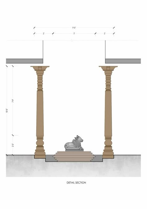 A House Between Two Trees:Fusion of Indian and Balinese Architecture | Techno Architecture - The Architects Diary Indian Column Design, Architectural Concept Model, Mandir Pillar Design, Classic Corridor, Balinese Architecture, Columns Interior, Chettinad House, Column Cladding, Luxury Farmhouse