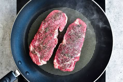 Here's How To Cook Steaks On The Stovetop like a restaurant! They are tender and juicy with a delicious crust. Save money and make fabulous steaks at home. Ribeye On Stovetop, Ribeye Steak On Stovetop, Stovetop Steak Without Cast Iron, Ribeye Steak Recipes Stovetop, Steak Stovetop How To Cook, Top Round Steak Recipes Stovetop, How To Cook Steak On Stove, Steak Stovetop, Stovetop Steak