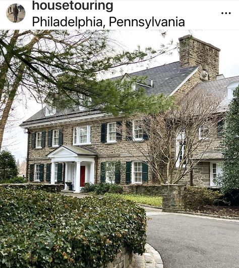 Chestnut Hill Philadelphia, Tutor Style Homes, Colonial House Exteriors, Chestnut Hill, Colonial Exterior, Colonial Revival, Beautiful House Plans, Stone House, House On A Hill