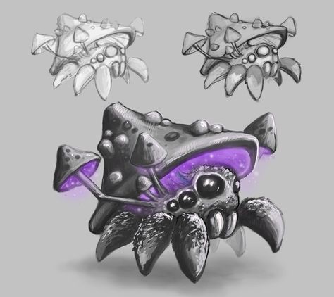 Evil Mushroom, Mushroom Sprite, Mushroom Creature, Fantasy Figures, Monster Drawing, Creepy Tattoos, Creature Drawings, Monster Concept Art, Tattoo Art Drawings