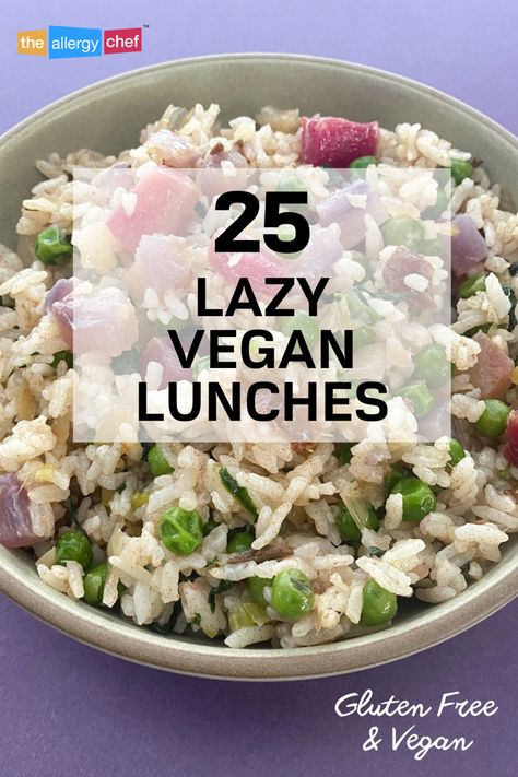 Lazy vegan lunches article image by The Allergy Chef. Vegan Lunch Ideas Easy, Quick Vegan Lunches For Work, Easy Vegan Lunches For Work, Quick Easy Vegan Lunch, Easy Vegan Lunch Ideas, Lazy Vegan Recipes, Lunch Ideas Recipes, Vegan Lunch Ideas, Lazy Vegan