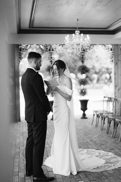 Black and white photo of a bride and groom exchanging private vows at Artisan Acres. See more intimate wedding ideas, intimate wedding photos, and timeless wedding photography. Book Kim as your Indianapolis wedding photographer at kimkayephotography.com! Private Vows Wedding Photos, Intimate Wedding Photos, Vow Exchange, Private Vows, Intimate Wedding Ideas, Vows Wedding, Chicago Wedding Photography, Destination Wedding Photos, Indianapolis Wedding