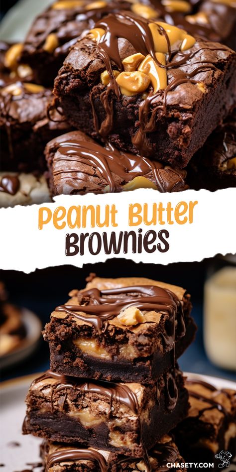 Reese Peanut Butter Brownies, Baking Peanut Butter, Brownie Flavors Ideas, Homemade Peanut Butter Brownies, Chocolate Peanut Butter Brownie Bars, Chocolate Pb Brownies, Fun Brownies Recipe, Cool Brownie Recipes, Flavored Brownies