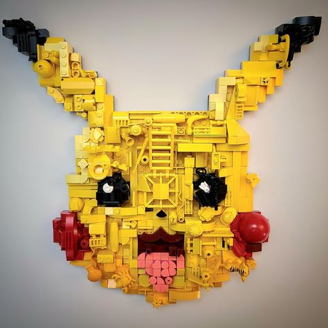 Lego 3d Art, Lego Pictures Art, Lego Pikachu, Lego Mosaic Art, Lego Art Wall, Lego Skateboard, Lego Installation Art, Lego Diy Projects, Lego Wall Art