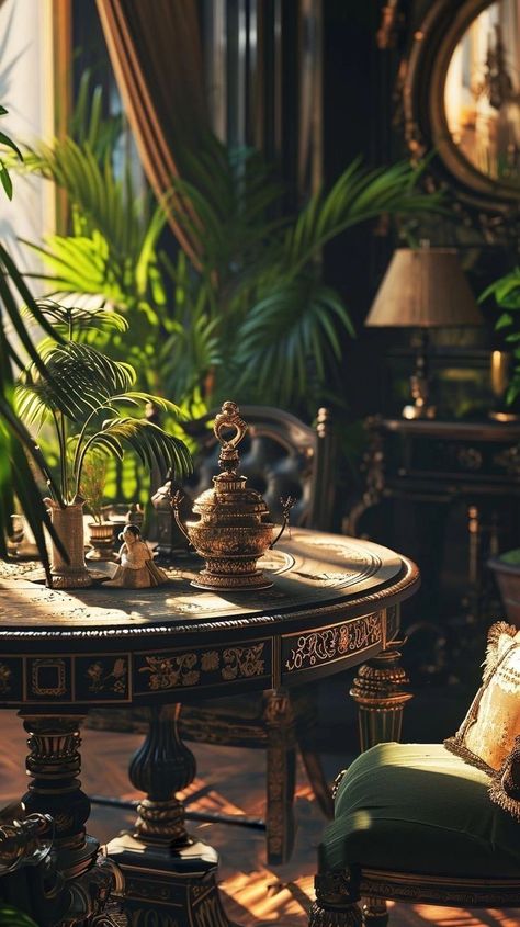 Moody British Colonial, Old Money Interior Design, Old Money Interior, Ethereal Decor, British Colonial Decor, British Colonial Style, Colonial Decor, Dream House Interior, Colonial Style