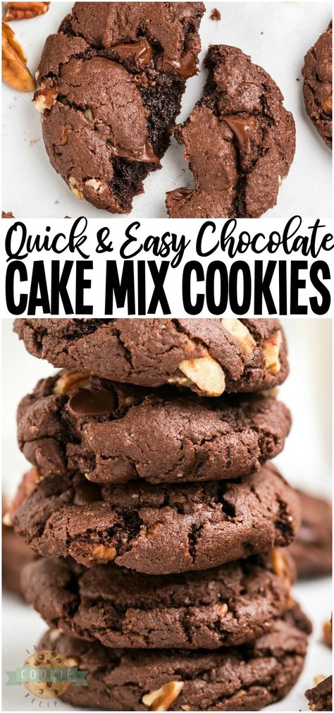 Recipe Using Chocolate Cake Mix, Cake Mix Cookie Recipe, Chocolate Cake Mix Recipes, Cake Mix Cookie, Cake Box Cookies, Mint Chocolate Cake, Chocolate Cake Mix Cookies, Cake Mix Desserts, Recipe Cookies