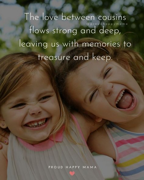 Find the best cousin quotes and sayings to remind you of the love and friendship that you and your cousin share! Here you’ll find the best cousin quotes, cousin love quotes, cousin bonding quotes, cute cousin quotes, funny cousin quotes, best friend cousin quotes, cousin quotes girl, love you cousin quotes, cousins quotes family, and National Cousins Day quotes to share on any occasion. #cousinquotes #cousins #nationalcousinsday Quotes About Cousins, Cousin Love Quotes, Family Bonding Caption, Cute Cousin Quotes, Cousins Quotes, Funny Cousin Quotes, Best Cousin Quotes, Bond Quotes, Family Quotes Inspirational