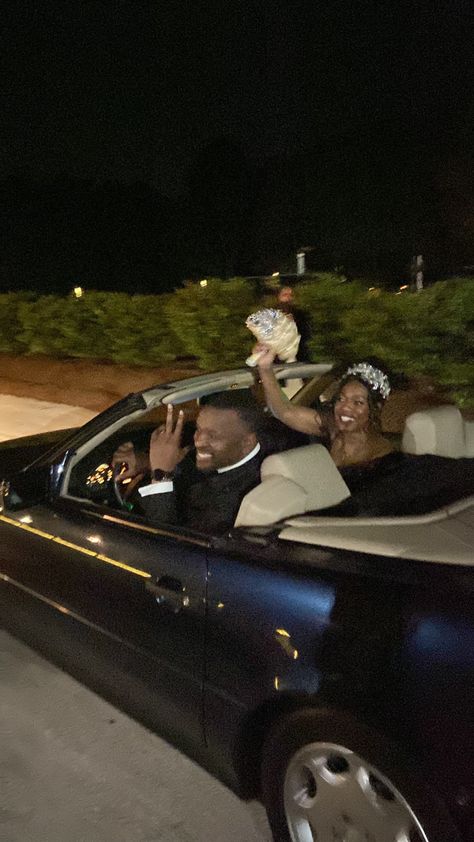 a black couple, just married driving away from their ceremony, both with giant smiles Married Black Couple Aesthetic, Black Couple Getting Married, Marriage Asethic Black, Rich Family Aesthetic Black, Couple Future Goals Marriage, Married Couples Aesthetics, Rich Married Couple Aesthetic, Black Marriage Goals, Marriage Asthetic Picture