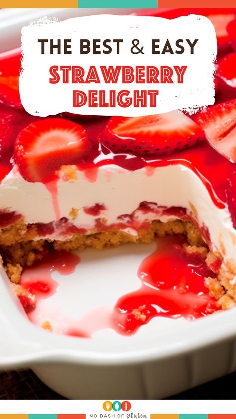 Discover the joy of making Strawberry Delight! This American classic layers a crunchy pecan crust with a smooth cream cheese filling and fresh strawberries, topped with a glistening gelatin glaze. Perfect for family gatherings or as a special treat. Delight your taste buds with its mix of textures and flavors. Ready to impress at your next event? Dive into the recipe and share the love! Don’t forget to save and try this must-have dessert today! Fruit And Cream Cheese Dessert, Strawberry Gelatin Dessert, Strawberry Pudding With Vanilla Wafers, Strawberry Desserts With Cream Cheese, Strawberry Delight Dessert, Strawberry Delight Recipe, Strawberry Cream Cheese Dessert, Strawberry Glaze Recipe, Fruit Deserts