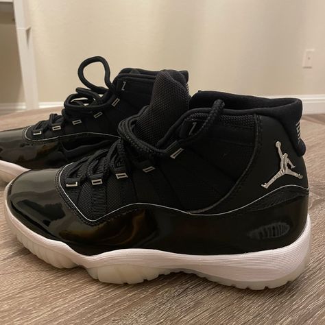 Never Worn. Size 7 Jordan 11 All Black, Jordan 11 Jubilee Outfit, Cute Jordans For Women, All Black Jordans, Black Jordan 11, Full Black Shoes, 11s Jordans, Jordan Shoes Women, Jordan 7s