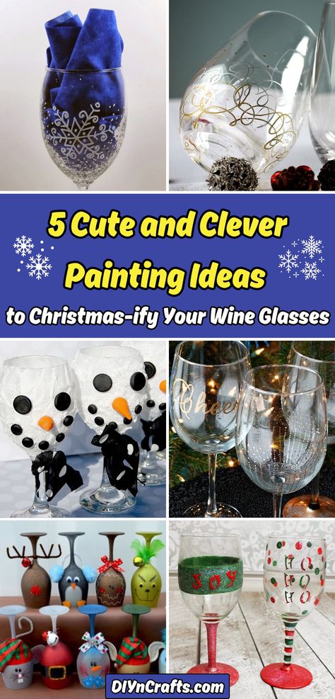 Diy Christmas Glasses, Diy Christmas Wine Glasses, Christmas Wine Glasses Diy, Wine Glass Christmas Decorations, Wine Glass Crafts Diy, Wine Glass Gifts Ideas, Christmas Wine Glass Candle Holder, Painted Wine Glasses Christmas, Diy Wine Glasses Painted