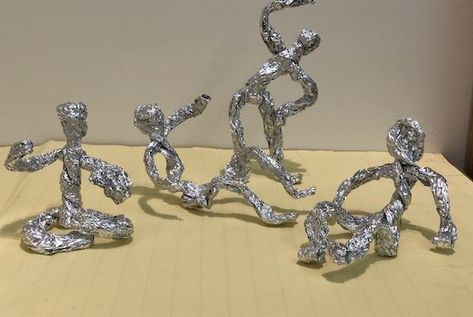 Foil Sculptures, Tin Foil Crafts, Visual Elements Of Art, Aluminum Foil Crafts, 3d Art Projects, Kite Making, Aluminum Foil Art, Sculpture Lessons, Elements And Principles