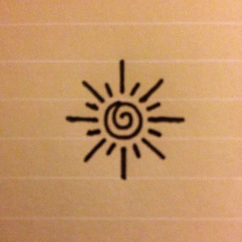 This is a small, simple design of a sun - perhaps for an inner wrist tattoo Easy Sun Tattoos, Tattoo Ideas Henna Simple, Ed Tattoos Ideas, Sun Henna Designs Simple, Sun Tattoos Simple, Sun Doodle Tattoo, Henna Art Designs Simple, Henna Sun Tattoo, Small Sun Drawing