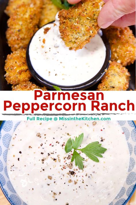 Parmesan Peppercorn Dressing, Peppercorn Ranch Dressing, Parmesan Ranch Dressing, Peppercorn Ranch, Peppercorn Dressing, Homemade Dressing Recipe, Easy Dipping Sauce, Best Salad Dressing, The Best Salad