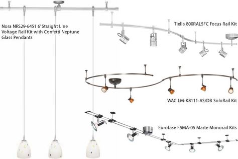 Monorail Track Lighting – The Basics | my design42 Living Room Chandelier Ideas, Over Island Lighting, Kitchen Track Lighting, Flexible Track Lighting, Rail Lighting, Modern Track Lighting, Monorail Lighting, Track Lighting Kitchen, Coastal Condo