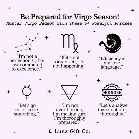 Virgo season is practically upon us! (Aug. 22 to Sept. 22) To prepare, we're sharing 5+ powerful phrases from the secret language of Virgos that you really ought to know. And to celebrate, use code VIRGO24 for an additional 5% off! ♍️ Tag and share with your favorite Virgo! 🌟✨ Virgo Candle: https://lunagiftco.com/products/virgo-candle-smells-like-virgo 🌟✨ #virgoseason #lunagiftco #virgozodiac #virgoadvice #virgothings #virgovibes #virgo #virgomagic #virgocandle #virgogift #virgogiftideas #... Virgo Candle, Virgo Witch, Virgo Symbol, Powerful Phrases, Libra Virgo, Virgo Gifts, Horoscope Tattoos, Virgo Tattoo, Virgo Season