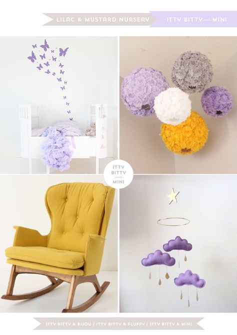 Caravan Styling, Mustard Nursery, Mini Nursery, Radiant Orchid, Nursery Inspiration, Lilac Color, Inspiration Boards, Styling Ideas, Itty Bitty