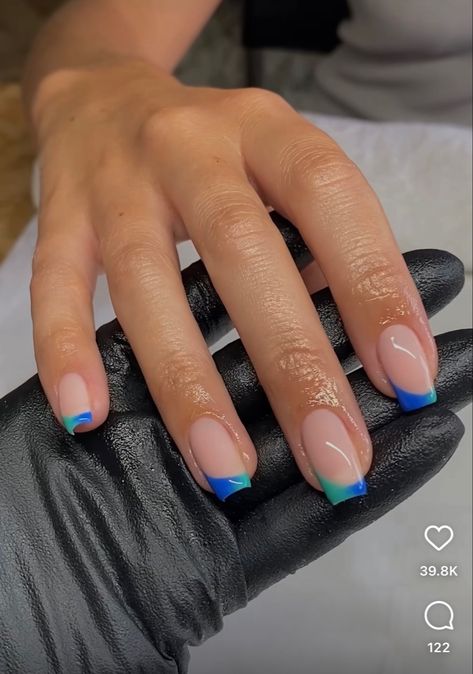 Long Natural Nails, Summery Nails, Casual Nails, Chic Nails, French Tip Nails, Square Nails, Blue Nails, Nail Artist, Swag Nails