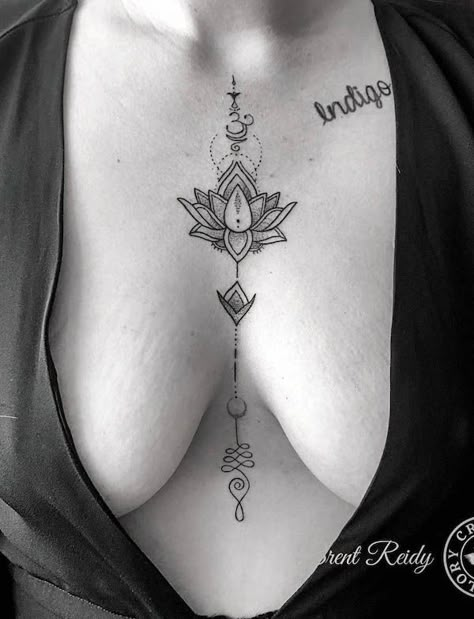 Chest Tattoo Female Upper, Geometric Tattoo Sleeve Designs, Small Star Tattoos, Small Chest Tattoos, Ankle Tattoos For Women, Boho Tattoos, Planet Tattoos, Chest Tattoos For Women, Gorgeous Tattoos