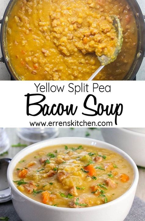 Yellow Split Pea Recipe, Yellow Split Pea, Yellow Split Pea Soup, Split Pea Soup Recipe, Yellow Split Peas, Pea And Ham Soup, Bacon Soup, Ham Soup, Split Pea Soup