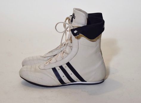 Vintage Adidas High top lace up front wrestling style athletic tennis shoes women's US size 8 High Ankle Shoes, Adidas Shoes Outfit, Adidas Wrestling Shoes, Wrestling Boots, High Top Tennis Shoes, Adidas Boots, Adidas High Tops, Boxing Boots, Boxing Shoes