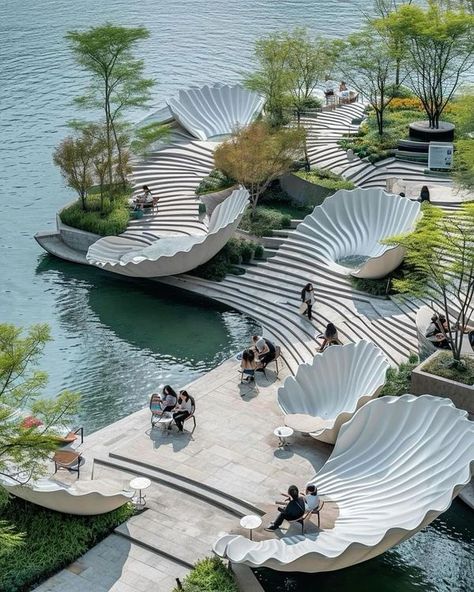 Landscape Architecture Futuristic Park Design, Water Park Design, Waterscape Design, Fountain Plaza, Hotel Landscape, Landscape Stairs, Water Architecture, Urban Landscape Design, Public Space Design