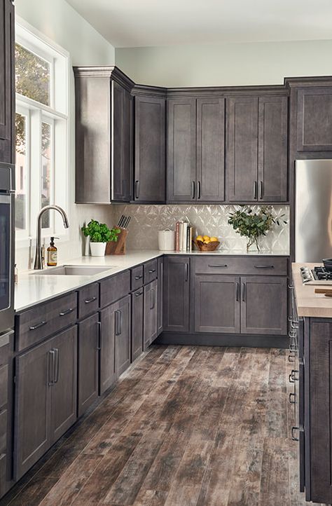 Patton Gray Kitchen Cabinets | Natural Maple Cabinet Interior | Finished Color Matching Cabinet Sides Grey Stained Cabinets, Kitchen Cabinet Inspiration, Stained Kitchen Cabinets, Grey Kitchen Designs, Gray Cabinets, Kitchen Cabinet Styles, New Kitchen Cabinets, Grey Kitchen Cabinets, Diy Kitchen Cabinets