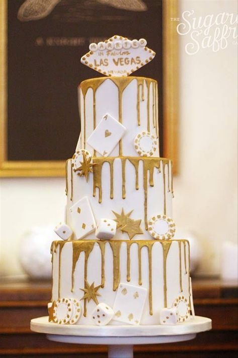 Drip Wedding Cake, Vegas Themed Wedding, Geode Cake Wedding, Geode Wedding, Summer Wedding Cakes, Vegas Theme, Gold Drip, Vegas Party, Theme Tattoo