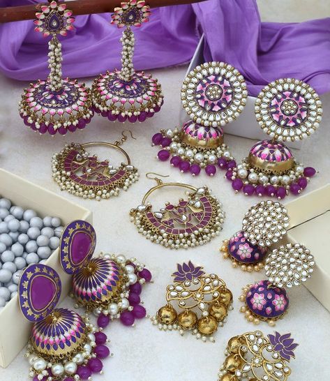 Shaadi Outfits, Purple Jewellery, Unique Wedding Jewelry, Indian Bridal Jewelry Sets, Before The Wedding, Headpiece Jewelry, Fancy Jewellery Designs, Jewelry Set Design, Wedding Crafts Diy