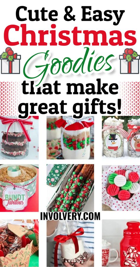 Easy Christmas Goodies and Homemade Party Snacks That Make Cheap Christmas Gifts Christmas Goodie Bags Snacks, Christmas Treat Container Ideas, Diy Christmas Candy Gifts For Coworkers, Christmas Snacks For Coworkers, Inexpensive Christmas Candy Gifts, Diy Christmas Treats For Coworkers, Cute Diy Christmas Gifts For Coworkers, Christmas Work Treats, Christmas Cookies For Coworkers