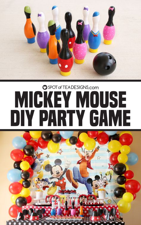 Mickey Mouse DIY Party Game - Spot of Tea Designs Mickey Mouse Party Centerpieces Diy, Mickey Mouse Birthday Games, Mickey Mouse Party Games, Minnie Mouse Games, Mickey Mouse Diy, Disney Party Games, Mouse Diy, Mickey Mouse Crafts, Diy Party Games