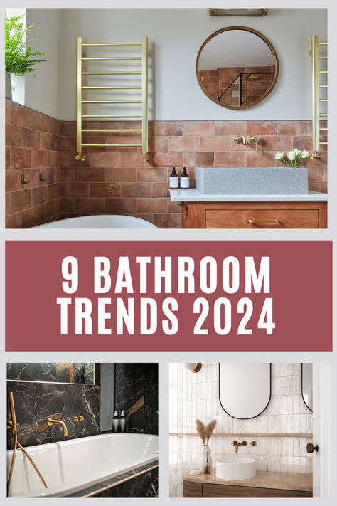 9 bathroom trends 2024 Small Bathroom Trends, Latest Bathroom Trends, Bathroom Design Small Modern, Bath Trends, Timeless Bathroom, Latest Bathroom, Bathroom Design Trends, Japanese Zen, Trends For 2024