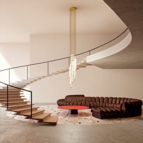 Shop suiteny.com for the latest configuration of the Cirque Chandelier by design duo, Giopato & Coombes. Spiral Staircase Lighting, Spiral Stair, Stairway Lighting, Staircase Lighting, Double Height, Contemporary Floor, Contemporary Floor Lamps, Modern Chandeliers, Modern Sconces