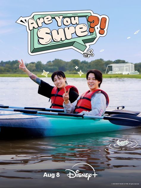 Get ready for an adventure with #Jimin and #JungKook! Follow the dynamic duo as they travel around the world in #AreYouSure, streaming August 8 on #DisneyPlus. Jimin And Jungkook, Seasons Posters, Vogue Japan, Travel Vlog, Dynamic Duo, Sapporo, You Sure, Disney Plus, Jimin Jungkook