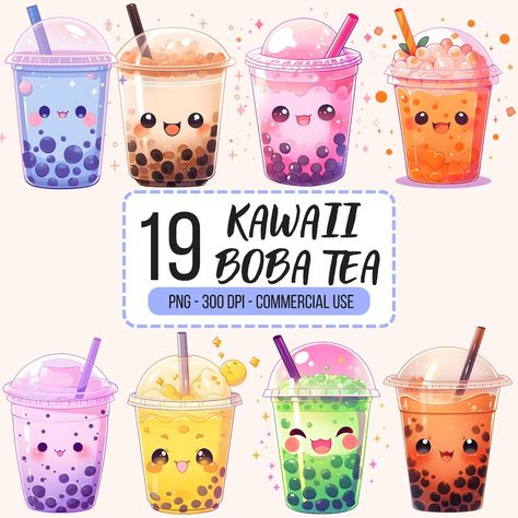 Kawaii Food Art, Kawaii Boba Tea, Tee Illustration, Tea Clipart, Cute Bubble Tea, Kawaii Png, Kawaii Boba, Tea Illustration, Chibi Anime Kawaii