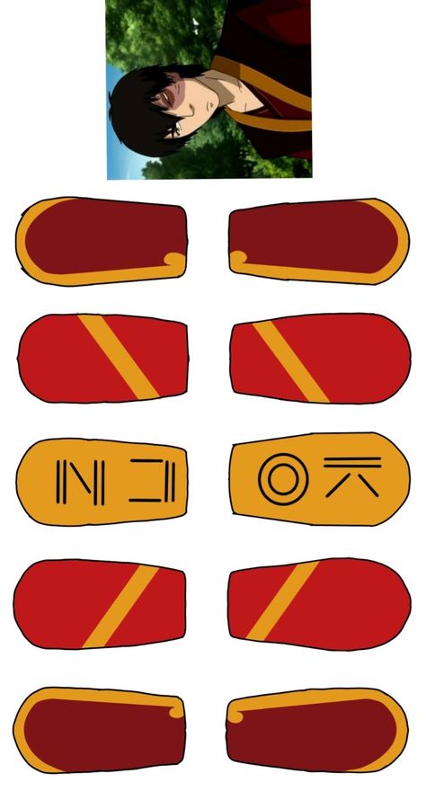 Avatar The Last Air Bender Nails, Avatar The Last Airbender Nails Designs, Atla Inspired Nails, Avatar Nail Designs, Avatar Nails Ideas, Avatar The Last Airbender Nail Art, Inuyasha Nail Art, Atla Nails, Avatar Nails Art