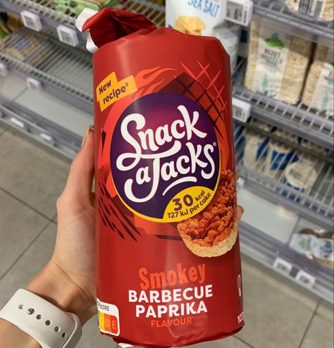 Snack a Jacks new recipe rice cakes in SMOKEY barbecue paprika flavour. Only 30 calories per cake Snack A Jacks Rice Cakes, Rice Cake Calories, Volume Foods, Rice Cake Snacks, American Stuff, Grocery Store Items, Recipe Rice, School Morning, Spicy Rice