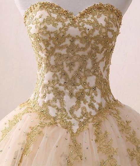 Quinceanera, Sweet 16, Ball Gown, Appliques, Prom Dress, Beading, Champagne, Prom Dresses, Prom