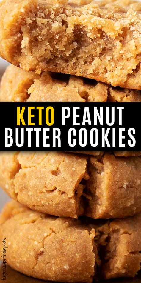 These Keto Peanut Butter Cookies use coconut flour as the flour type as well as a few other ingredients to make this amazing keto cookie recipe with only 1g net carbs per cookie!! You will love serving this as a keto dessert or keto snack. Everyone will love these low carb cookies! Keto Dessert Cookies, Best Keto Cookies Recipes, Peanut Flour Recipes Keto, Keto Peanut Butter Cookies Recipe, Keto Desserts For One, Sweetashoney Keto Recipes, Keto Peanut Butter Cookies Coconut Flour, Carbquick Cookie Recipes, Walnut Flour Recipes Keto