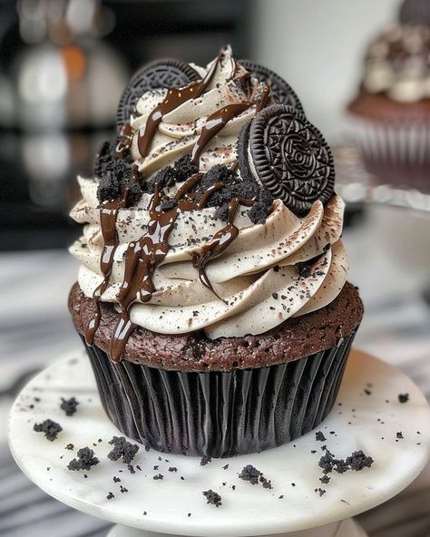 Flavor Family Creations | 🧁🍪 Oreo Cupcakes 🍪🧁 | Facebook Moist Chocolate Cupcakes, Oreo Frosting, Chocolate Cupcakes Moist, Oreo Cupcakes, Chocolate Cupcakes, Cookie Decorating, Oreo, Frosting, Cupcake